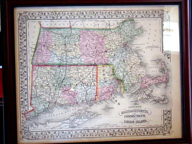 A County Map of Massachusetts, Connecticut and Rhode Island published by Mitchell's in 1870 — image 3